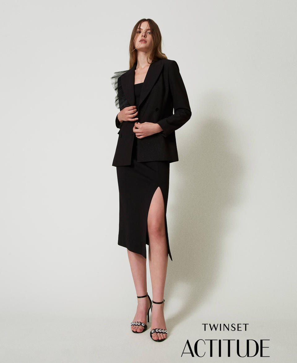 Twin Set Giacca blazer con volant in tulle