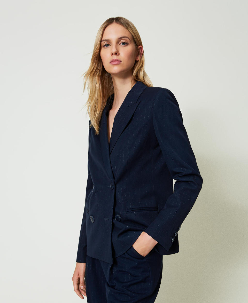 Twin Set Giacca Blazer Gessata Lurex