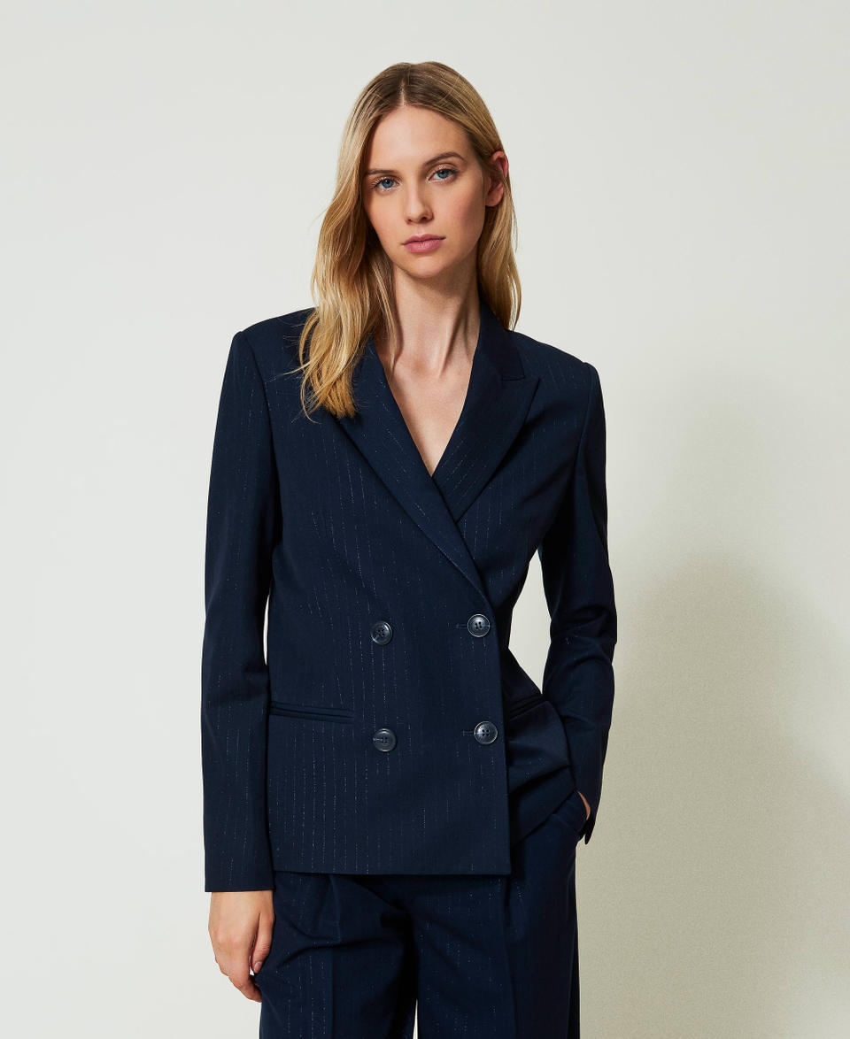 Twin Set Giacca blazer gessata lurex