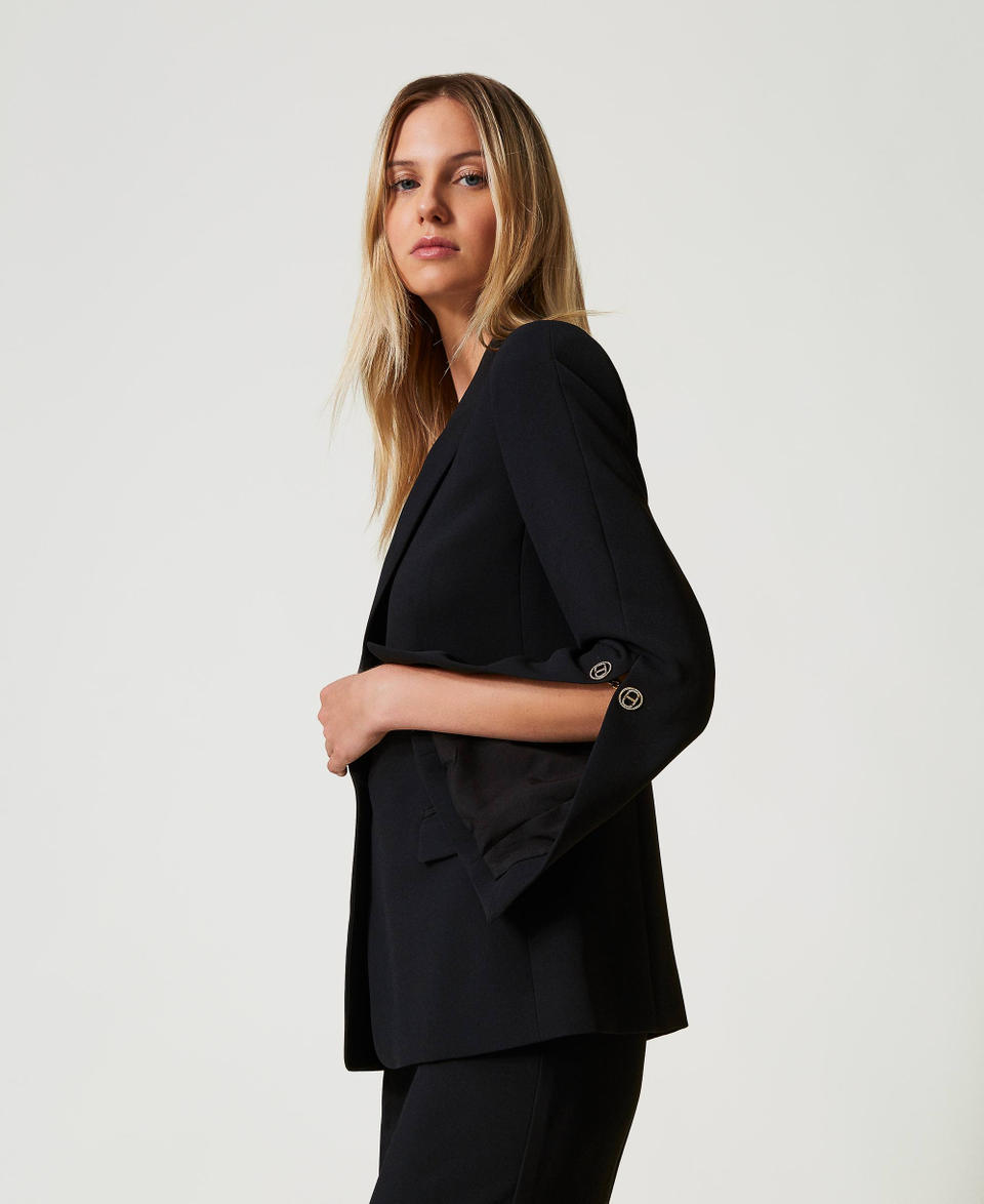 Twin Set Giacca Blazer In Crêpe Cady Con Gemelli