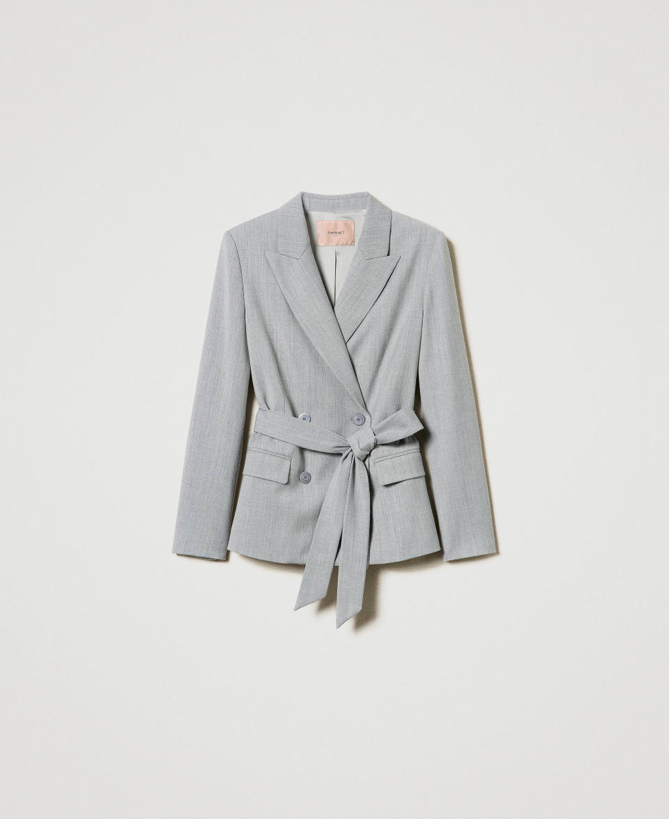 Twin Set Giacca Blazer In Misto Lana Con Cintura