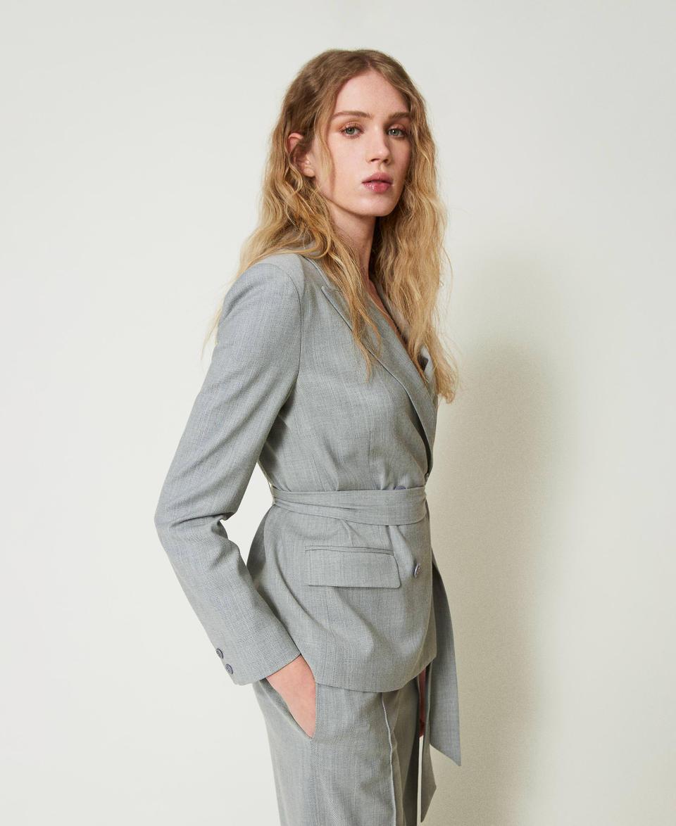 Twin Set Giacca Blazer In Misto Lana Con Cintura