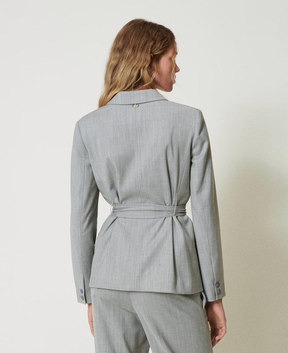 Twin Set Giacca Blazer In Misto Lana Con Cintura