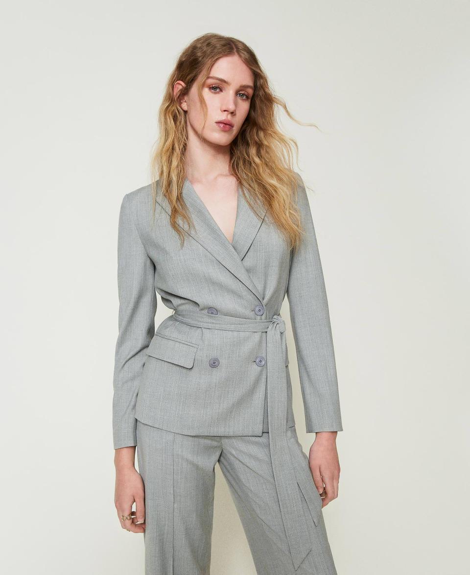 Twin Set Giacca blazer in misto lana con cintura