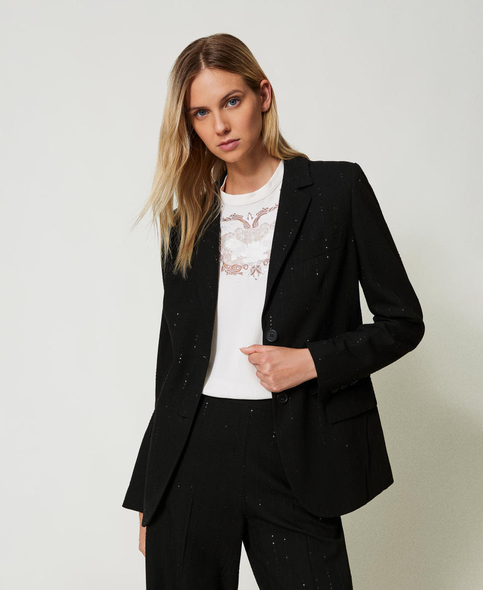 Twin Set Giacca blazer in panno con paillettes