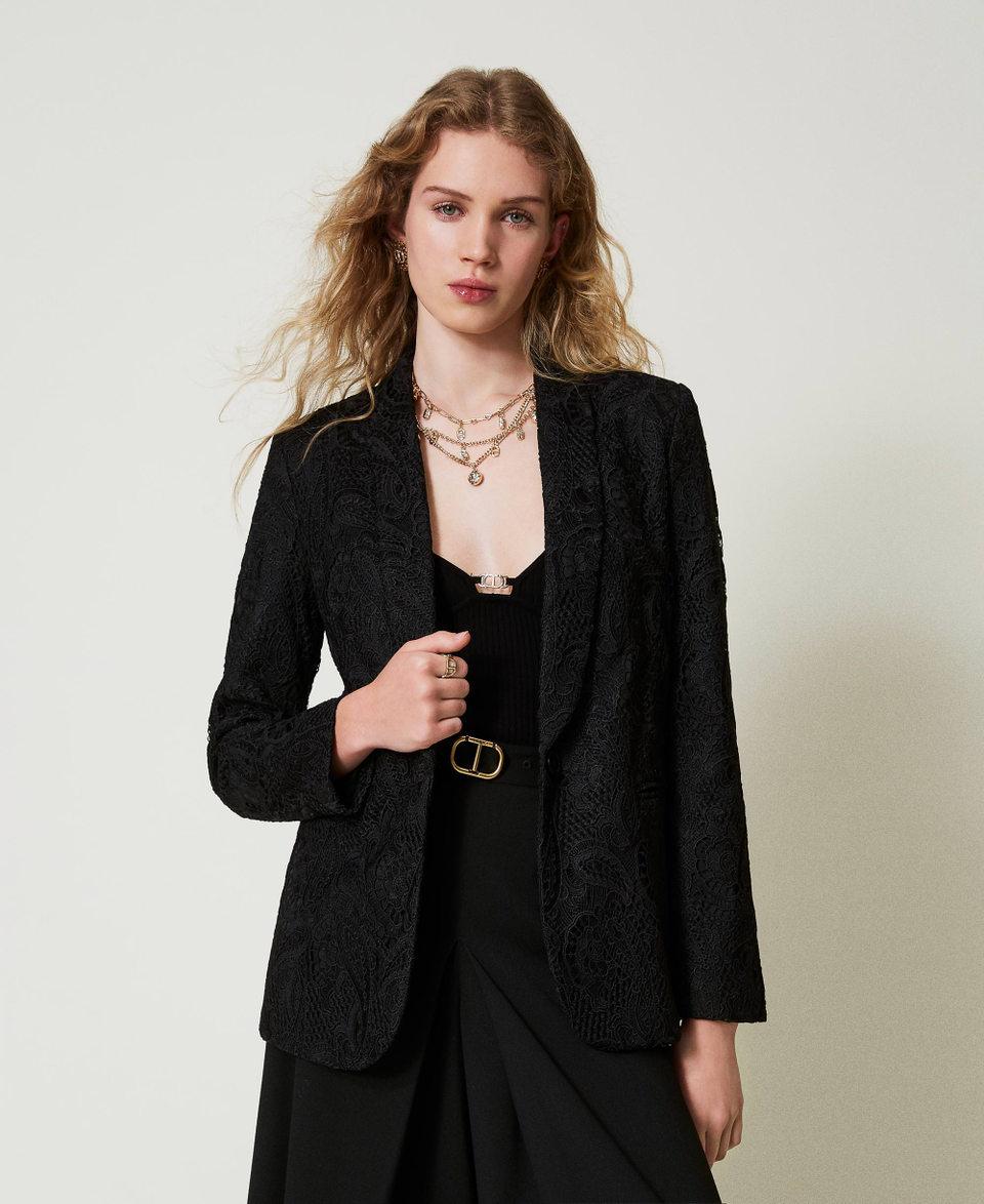 Twin Set Giacca Blazer In Pizzo Macramè