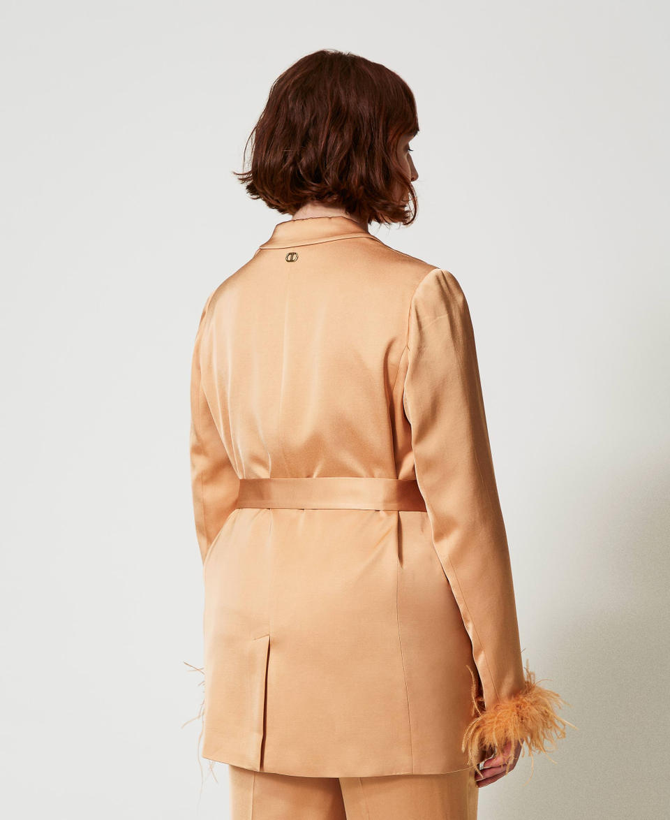 Twin Set Giacca Blazer In Raso Con Piume