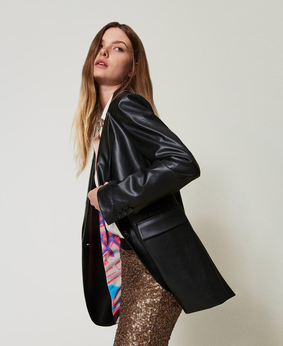 Twin Set Giacca Blazer MYFO Effetto Pelle