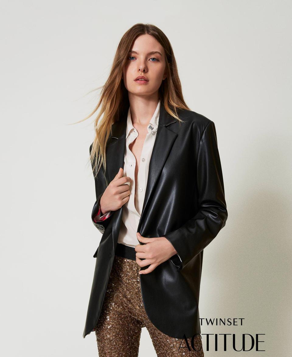 Twin Set Giacca blazer MYFO effetto pelle