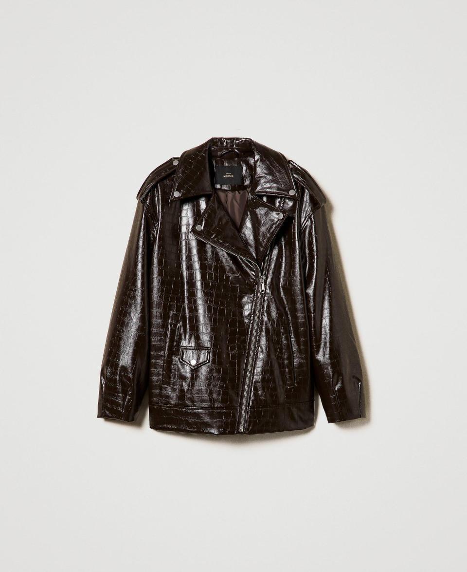 Twin Set Giacca Chiodo Con Stampa Animalier