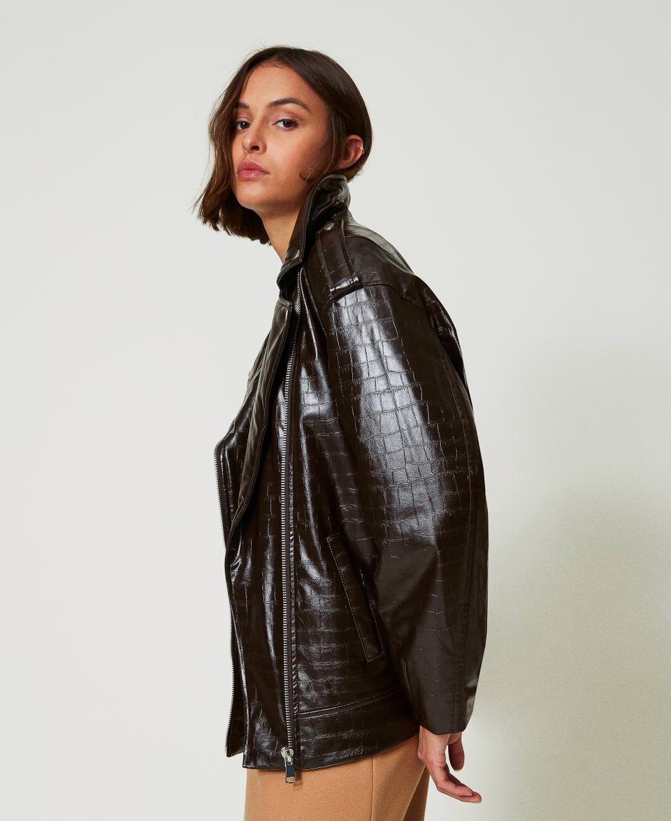 Twin Set Giacca Chiodo Con Stampa Animalier