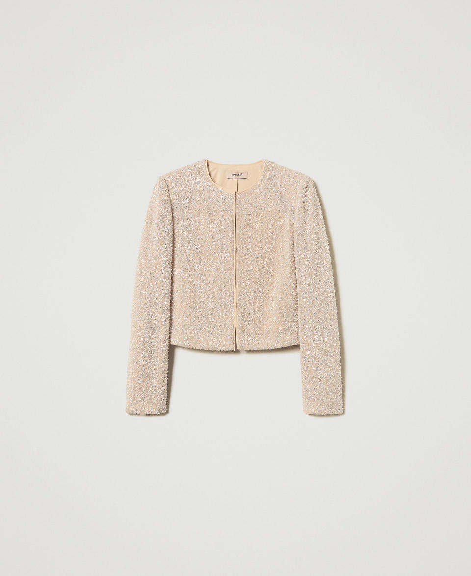 Twin Set Giacca Con Paillettes E Perle