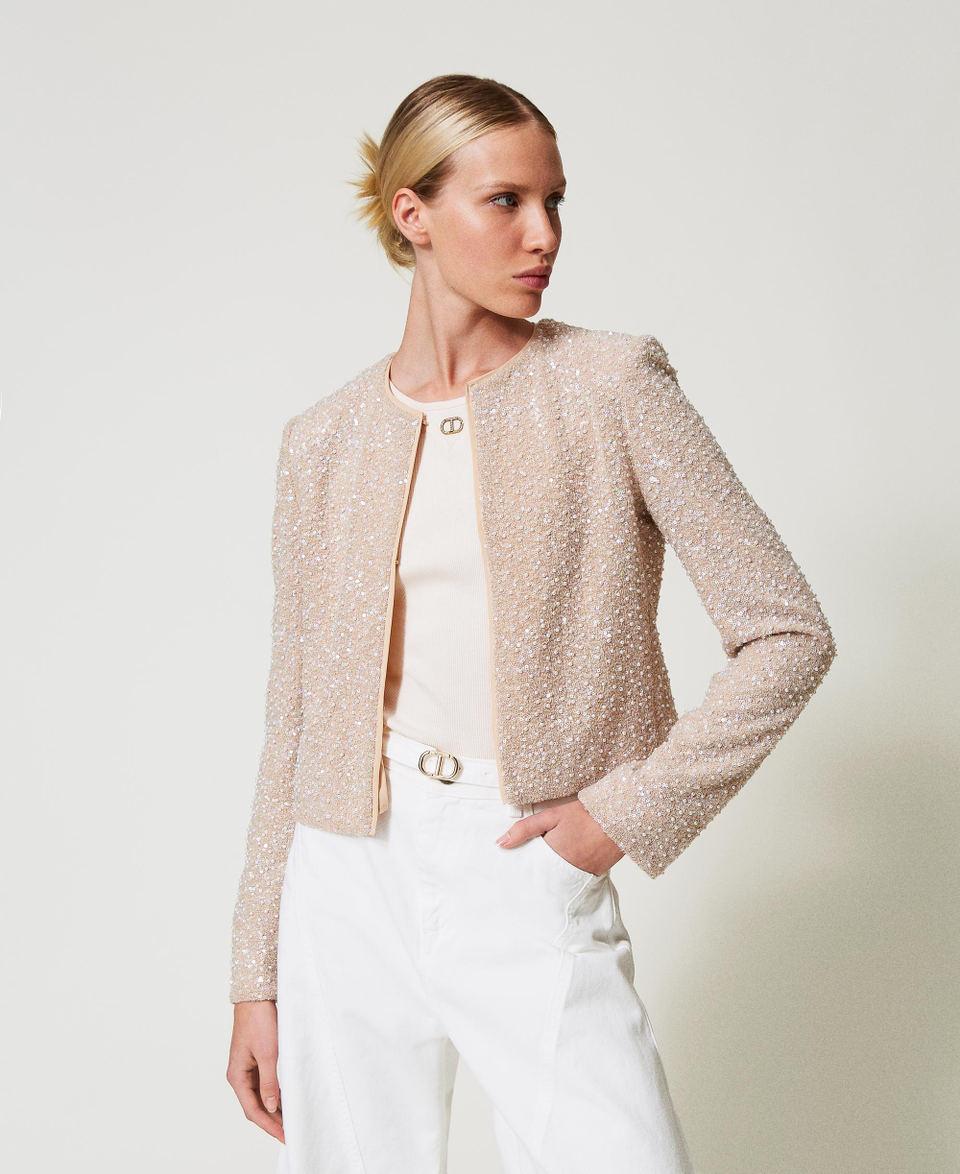 Twin Set Giacca Con Paillettes E Perle