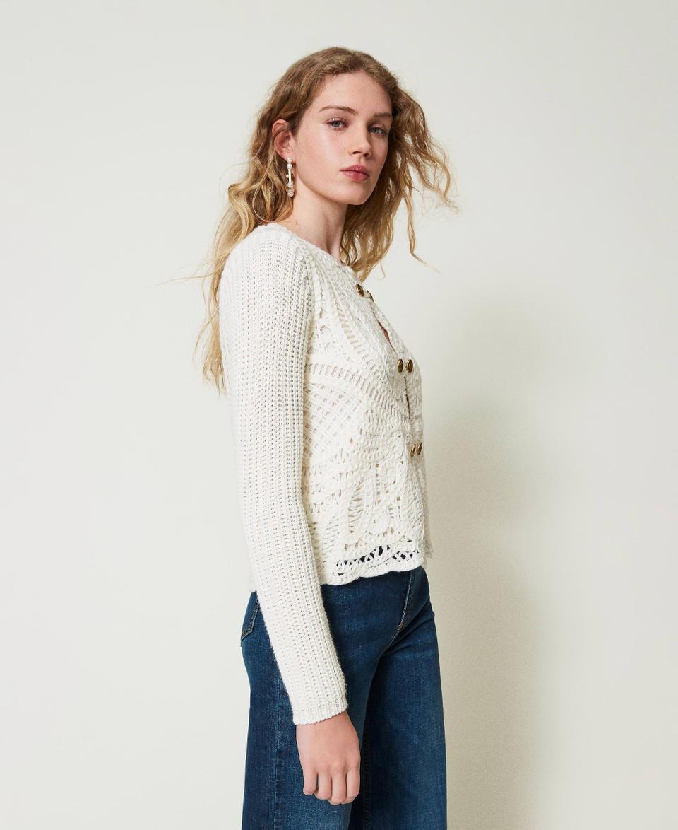 Twin Set Giacca In Maglia Misto Lana Crochet