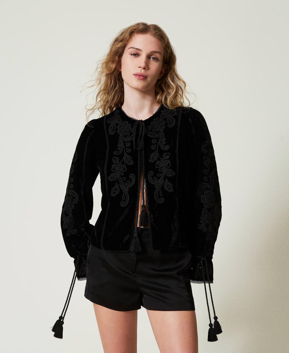 Twin Set Giacca In Velluto Con Ricamo