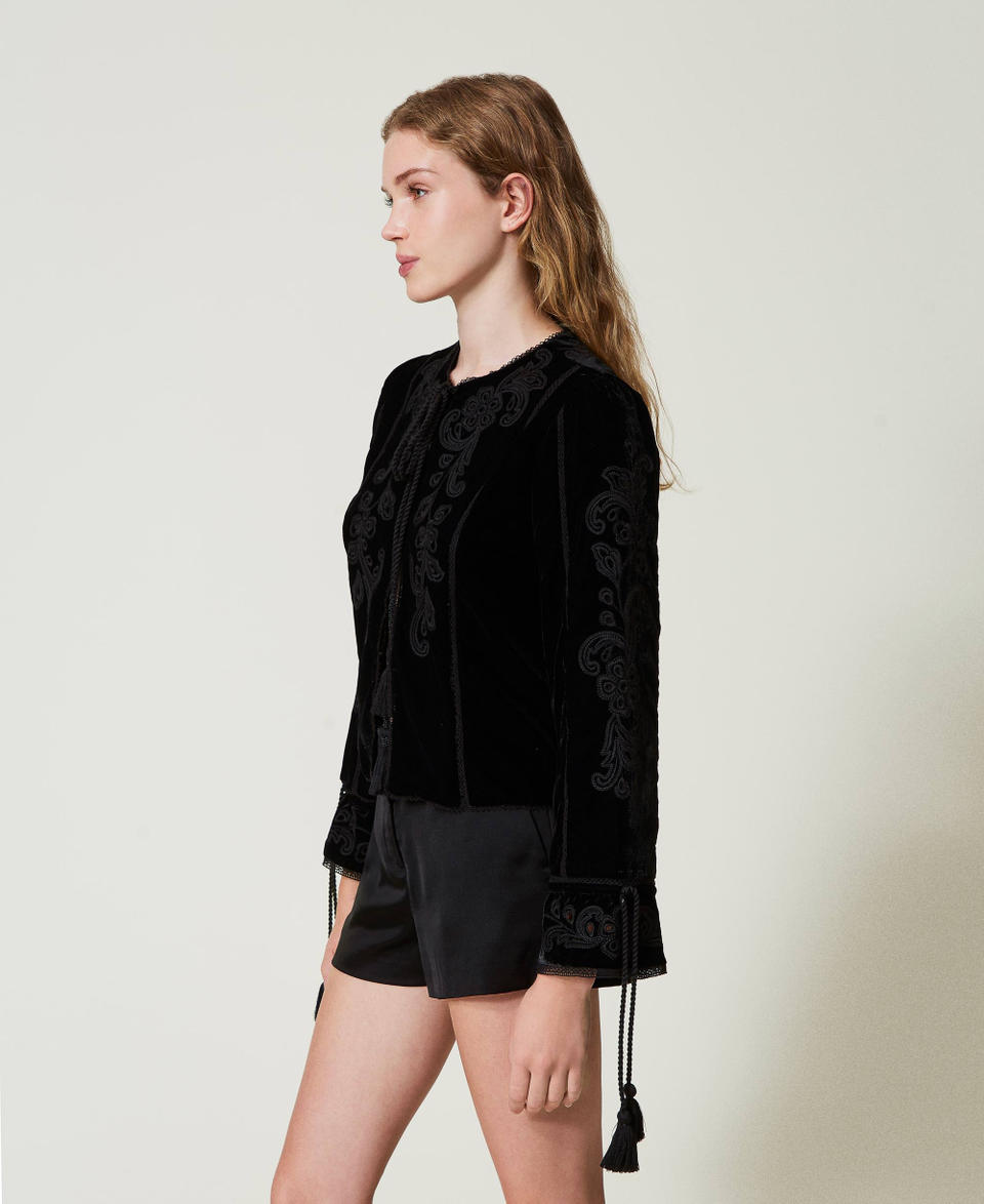 Twin Set Giacca In Velluto Con Ricamo