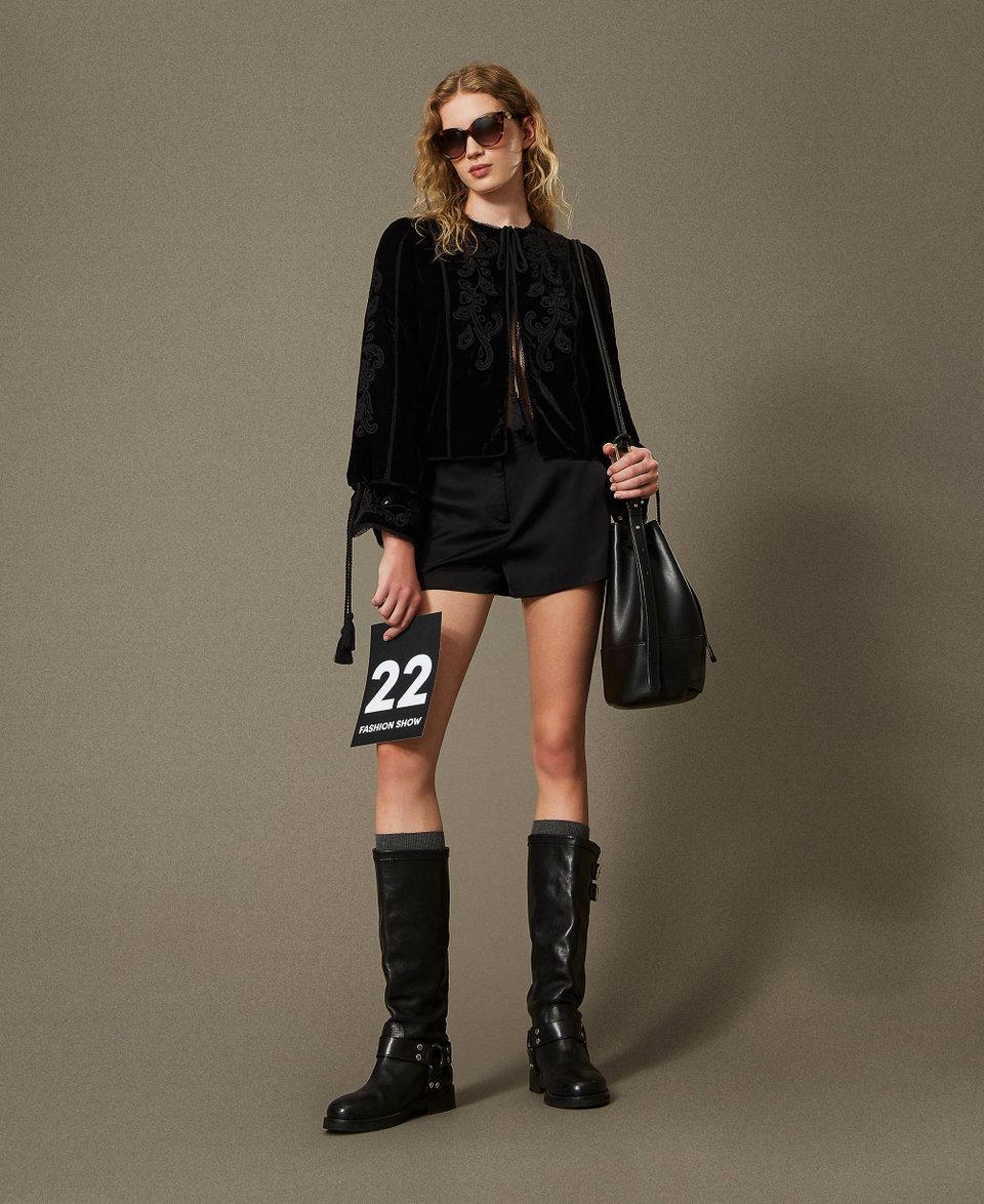 Twin Set Giacca in velluto con ricamo