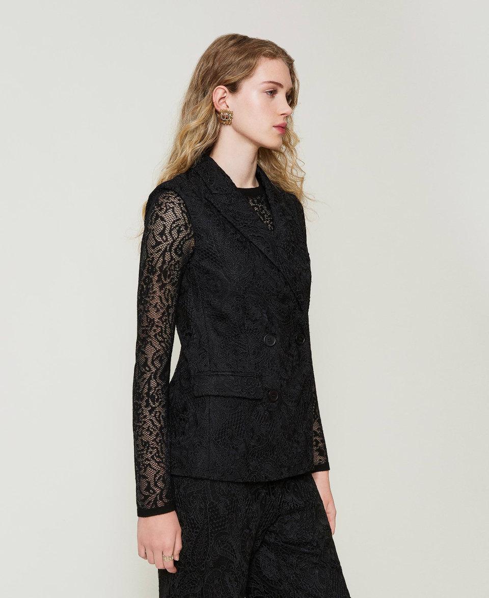 Twin Set Gilet Doppiopetto In Pizzo Macramè