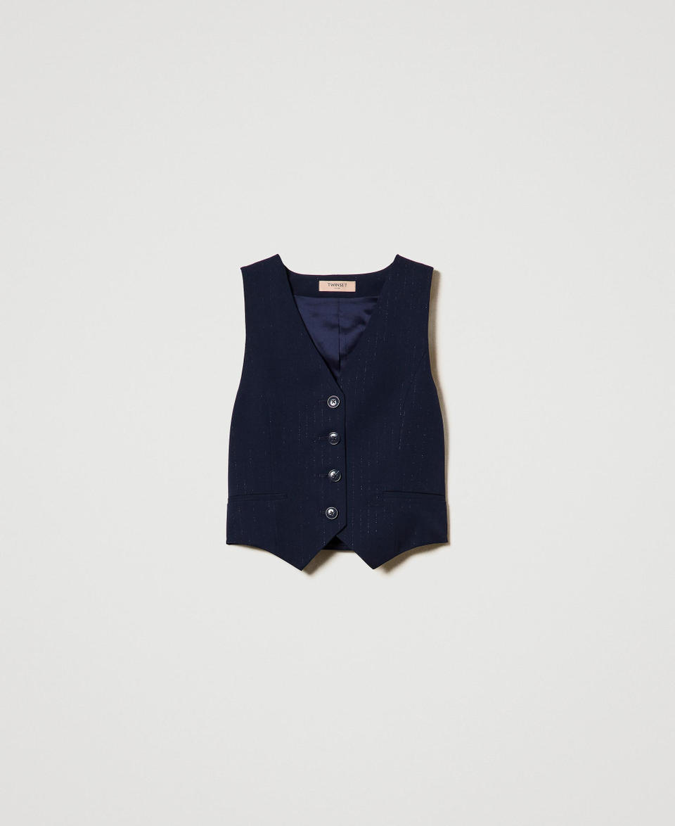 Twin Set Gilet Fitted Gessato Lurex