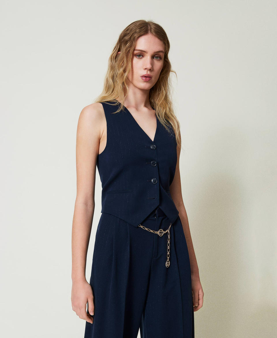 Twin Set Gilet Fitted Gessato Lurex