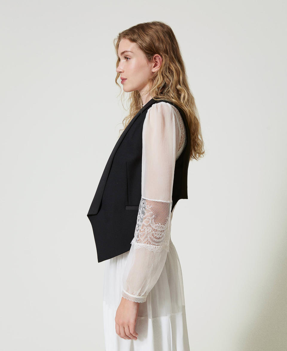 Twin Set Gilet In Serge Misto Lana