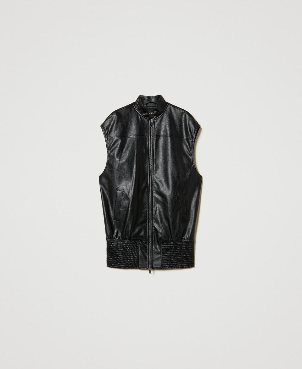 Twin Set Gilet Lungo Effetto Pelle