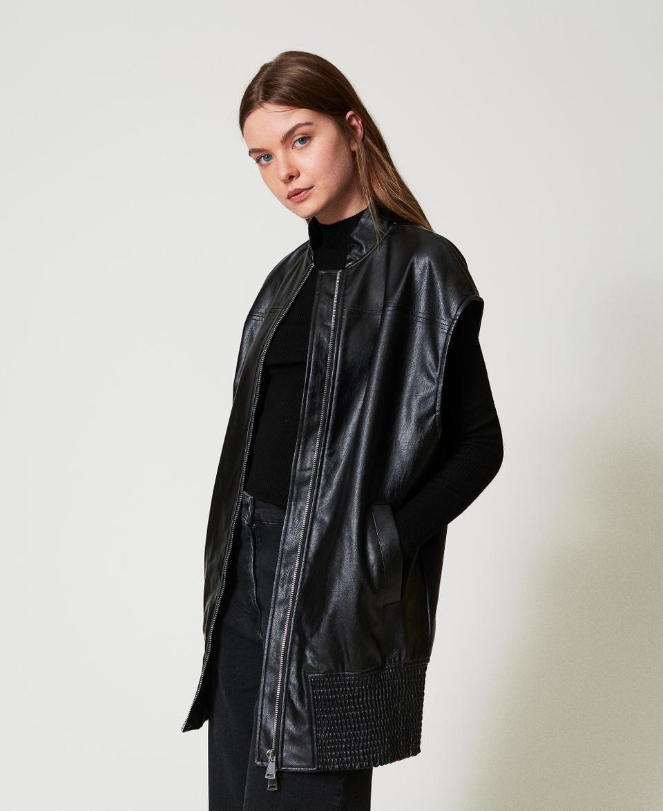 Twin Set Gilet Lungo Effetto Pelle