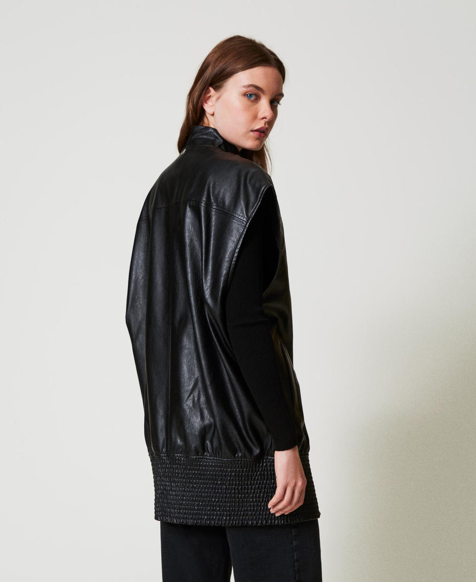 Twin Set Gilet Lungo Effetto Pelle