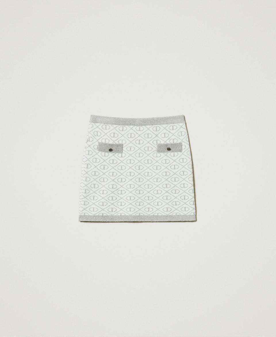 Twin Set Gonna Corta In Maglia Jacquard Con Oval T