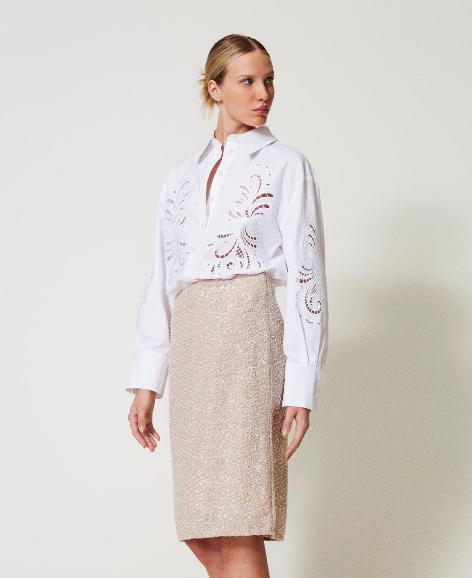 Twin Set Gonna Longuette Con Paillettes E Perle