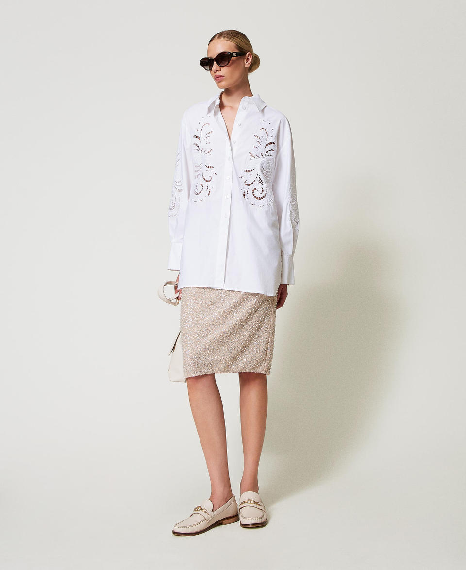 Twin Set Gonna Longuette Con Paillettes E Perle