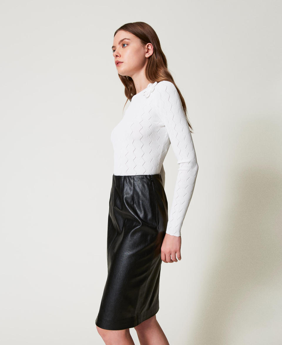 Twin Set Gonna Longuette Effetto Pelle