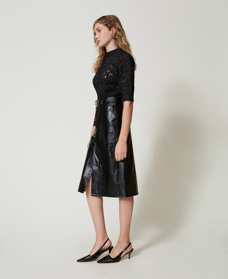 Twin Set Gonna Longuette Effetto Pelle