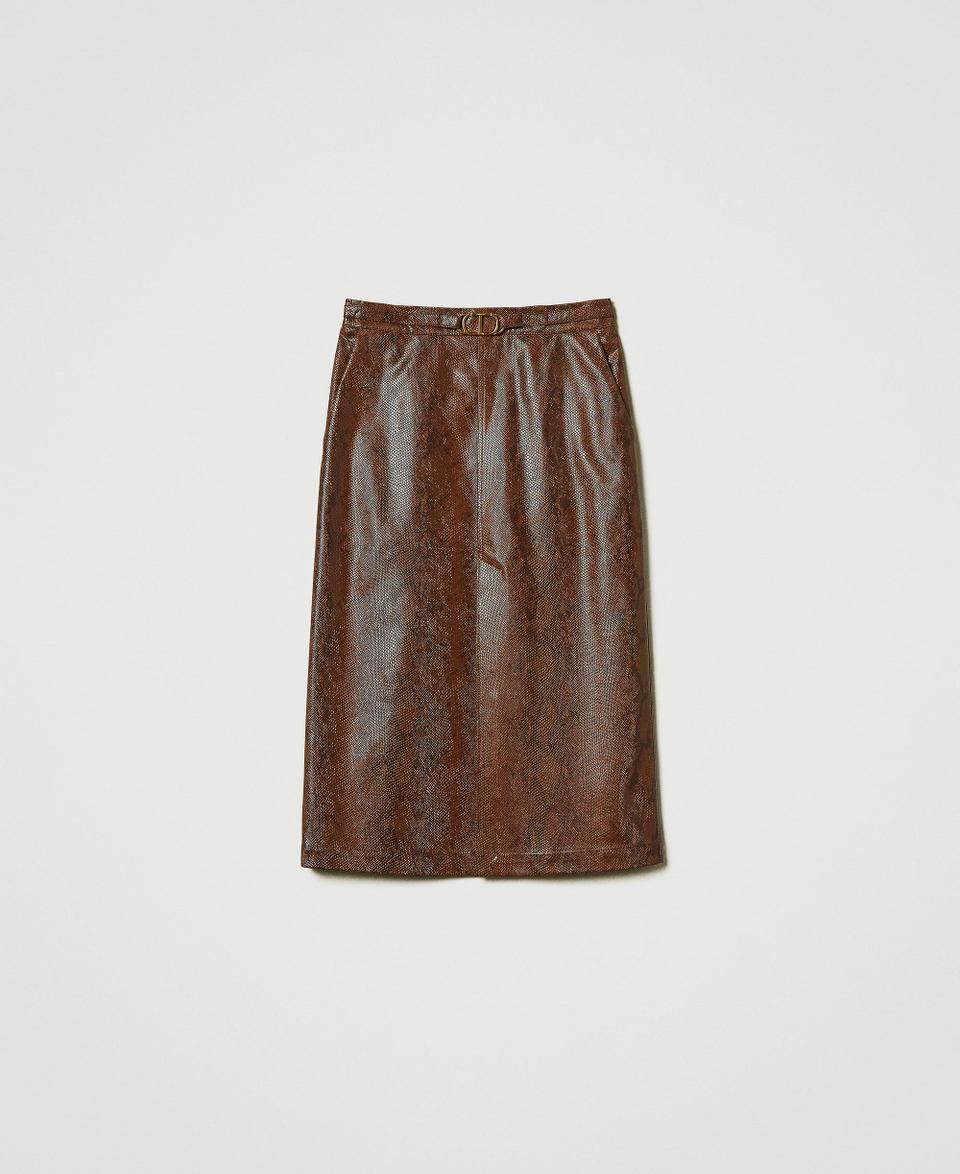 Twin Set Gonna Longuette Effetto Pelle Lizard