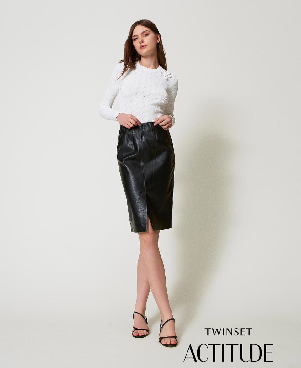 Twin Set Gonna longuette effetto pelle