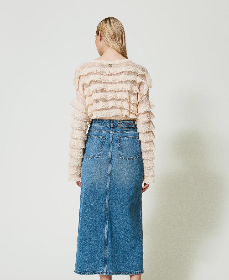 Twin Set Gonna Longuette In Jeans Con Spacco