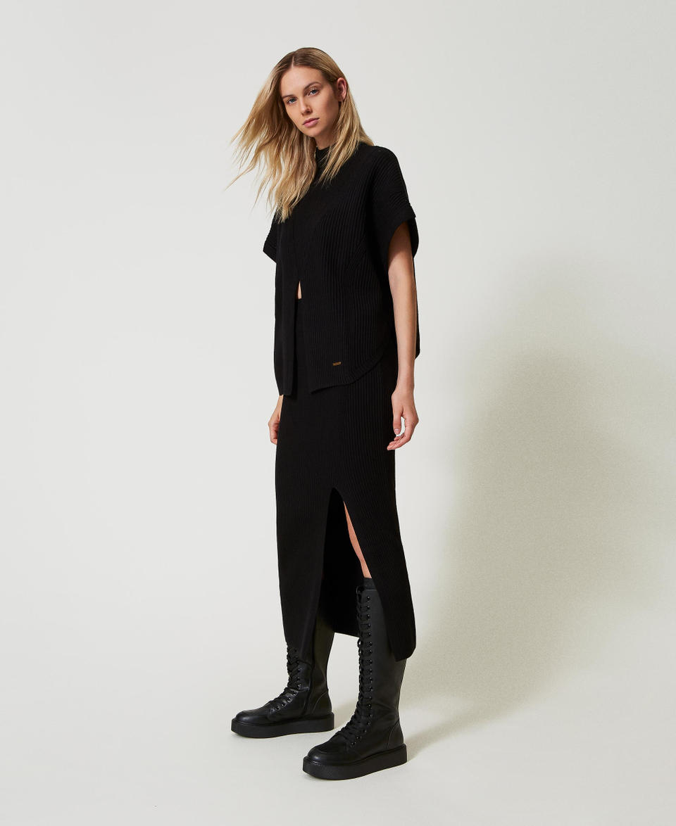 Twin Set Gonna Longuette In Maglia A Costine