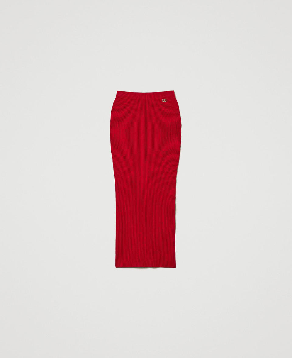 Twin Set Gonna Longuette In Maglia A Costine