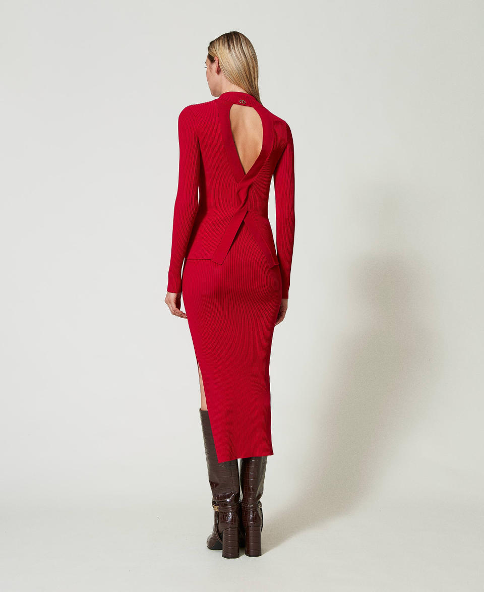 Twin Set Gonna Longuette In Maglia A Costine