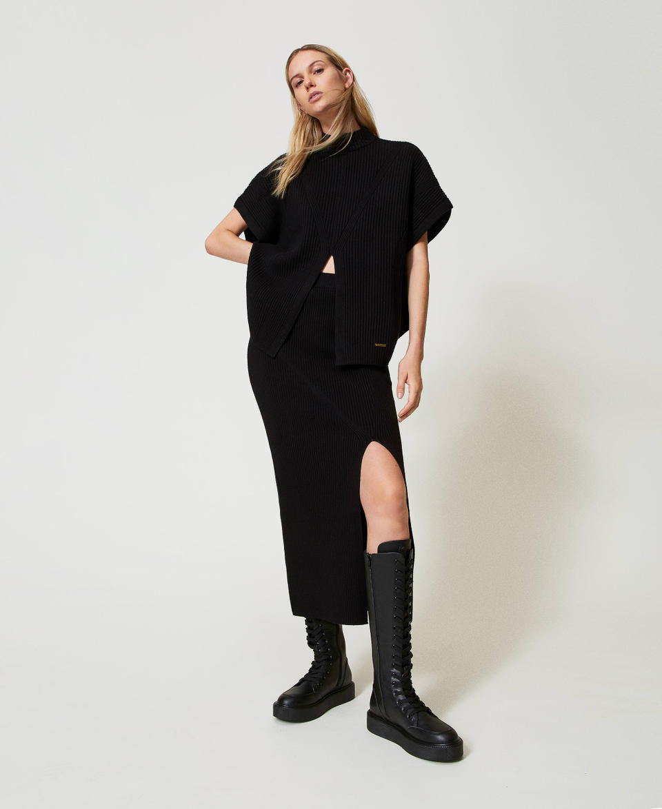 Twin Set Gonna longuette in maglia a costine