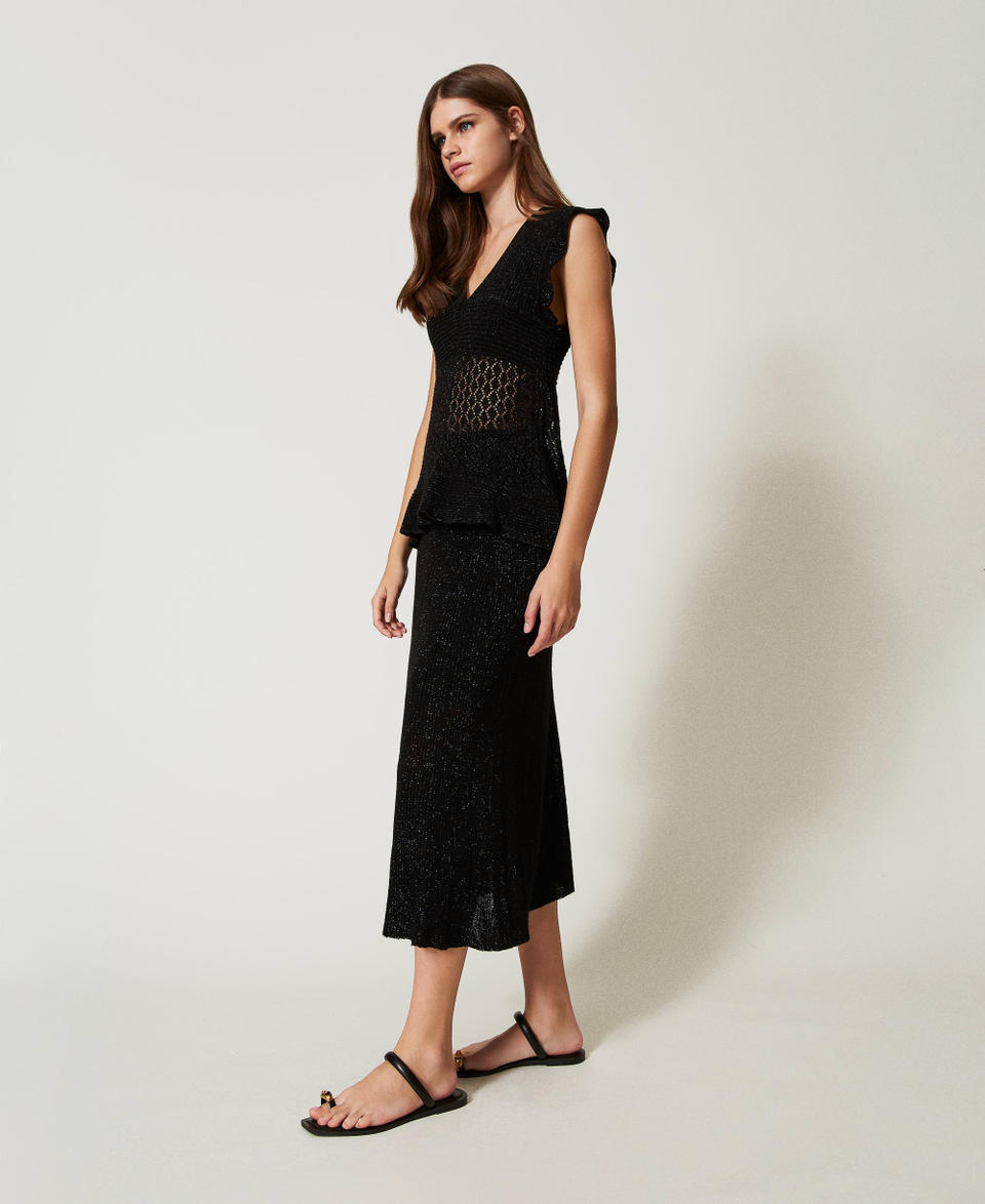 Twin Set Gonna Longuette In Maglia Lurex