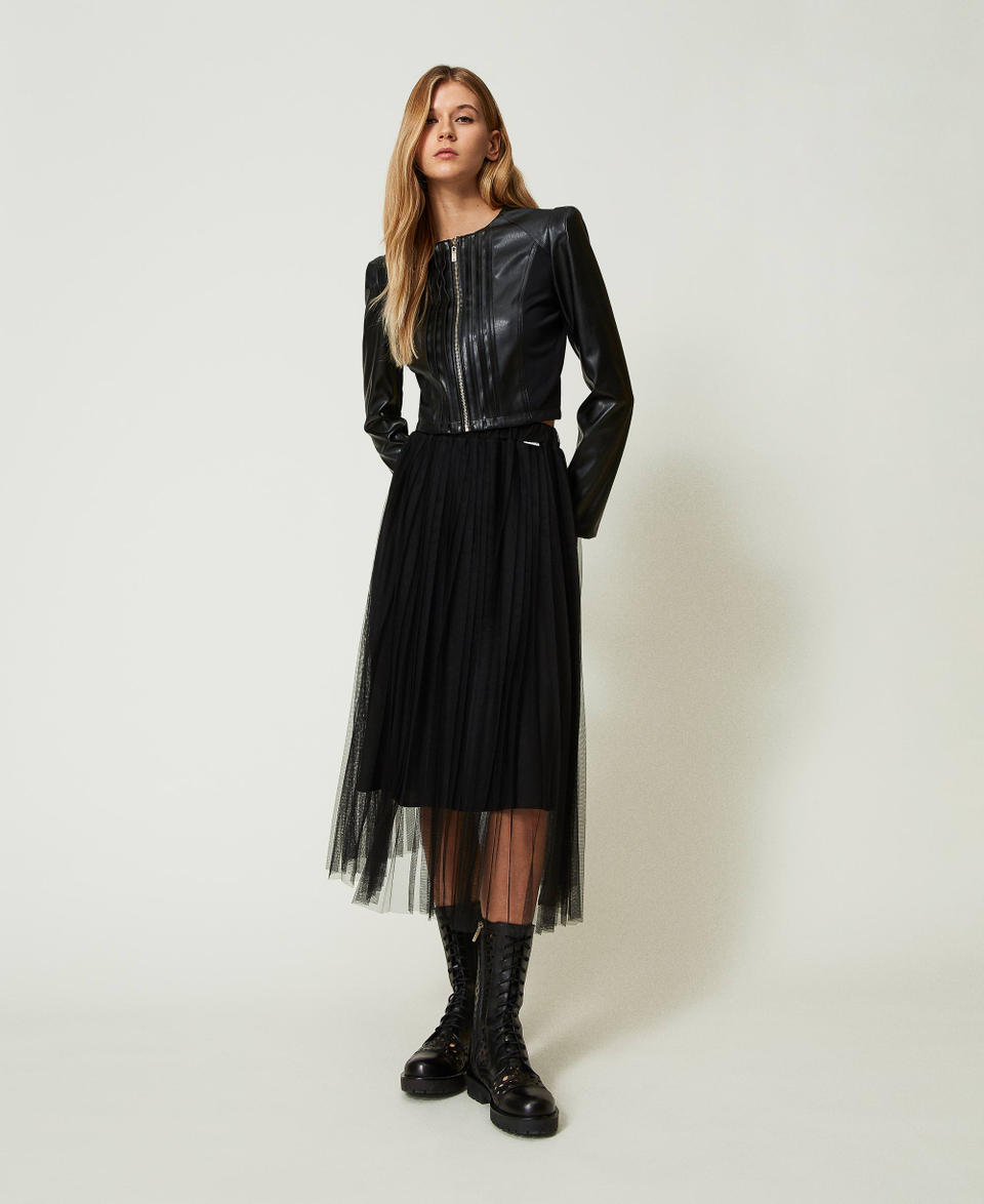 Twin Set Gonna Longuette In Tulle Plissé