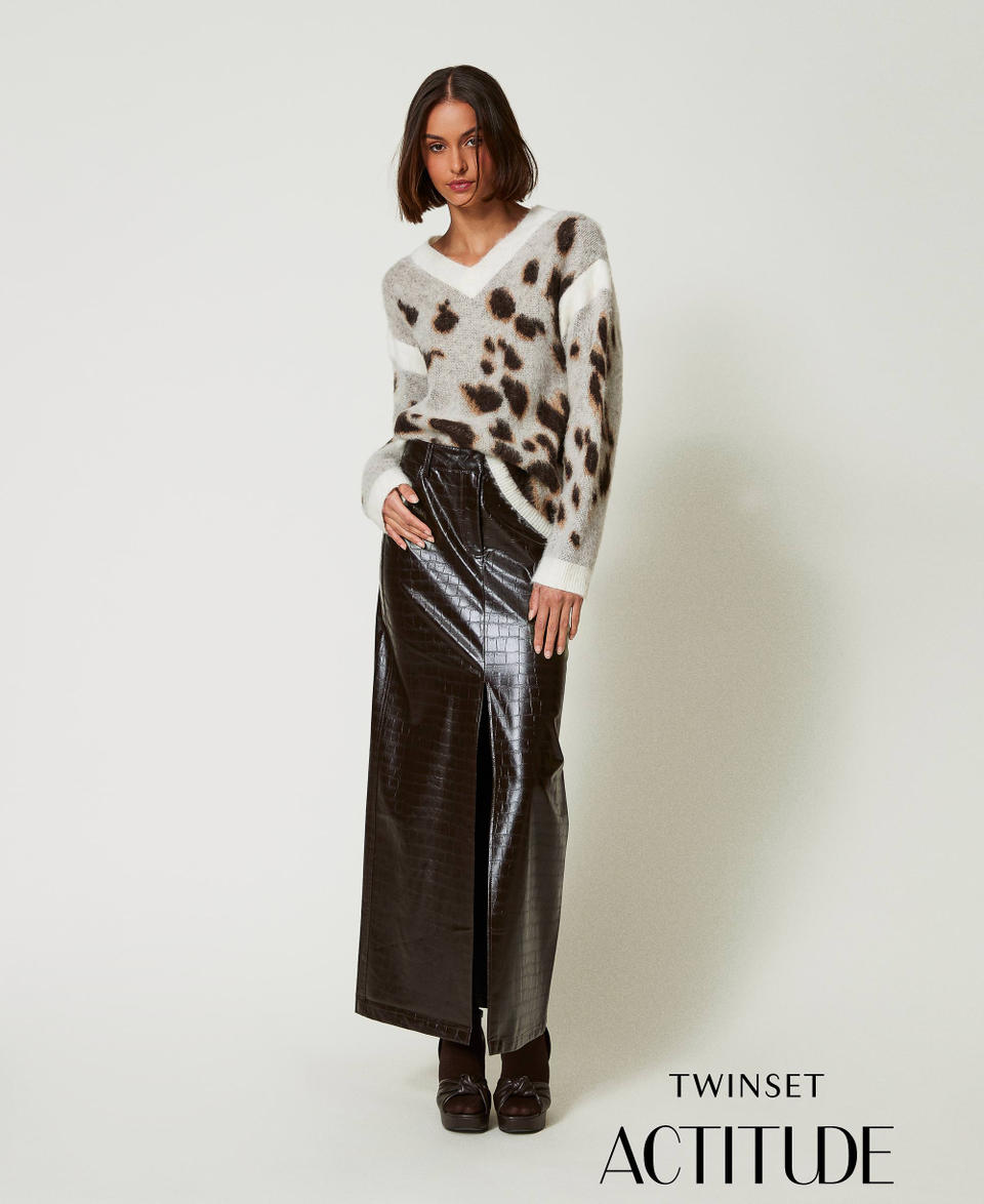 Twin Set Gonna lunga con stampa animalier