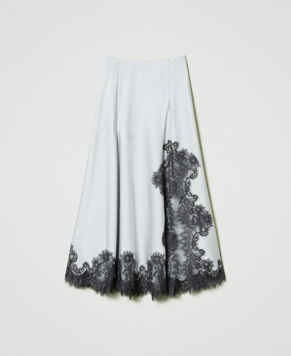 Twin Set Gonna Lunga In Raso E Pizzo