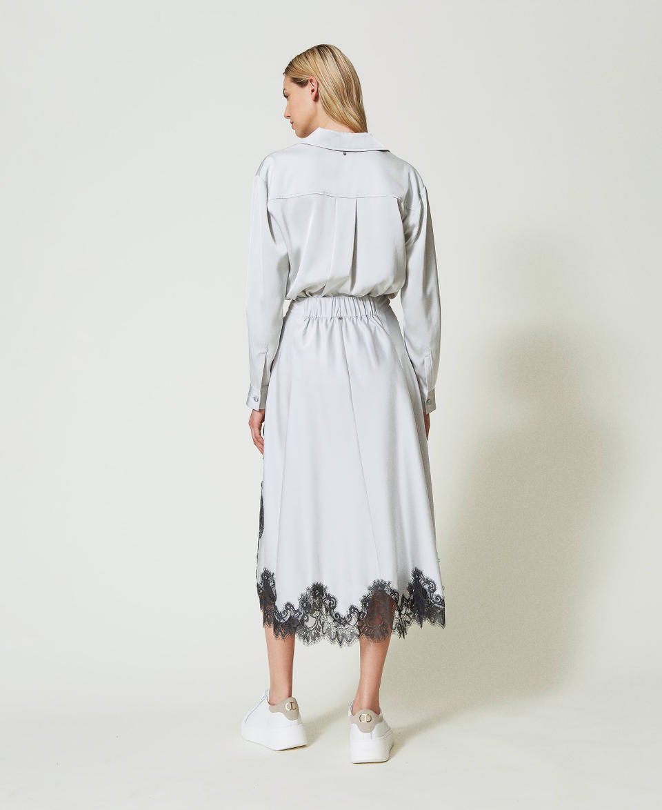 Twin Set Gonna Lunga In Raso E Pizzo