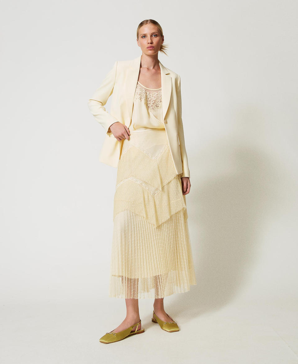 Twin Set Gonna Lunga In Tulle Con Balze Plissé