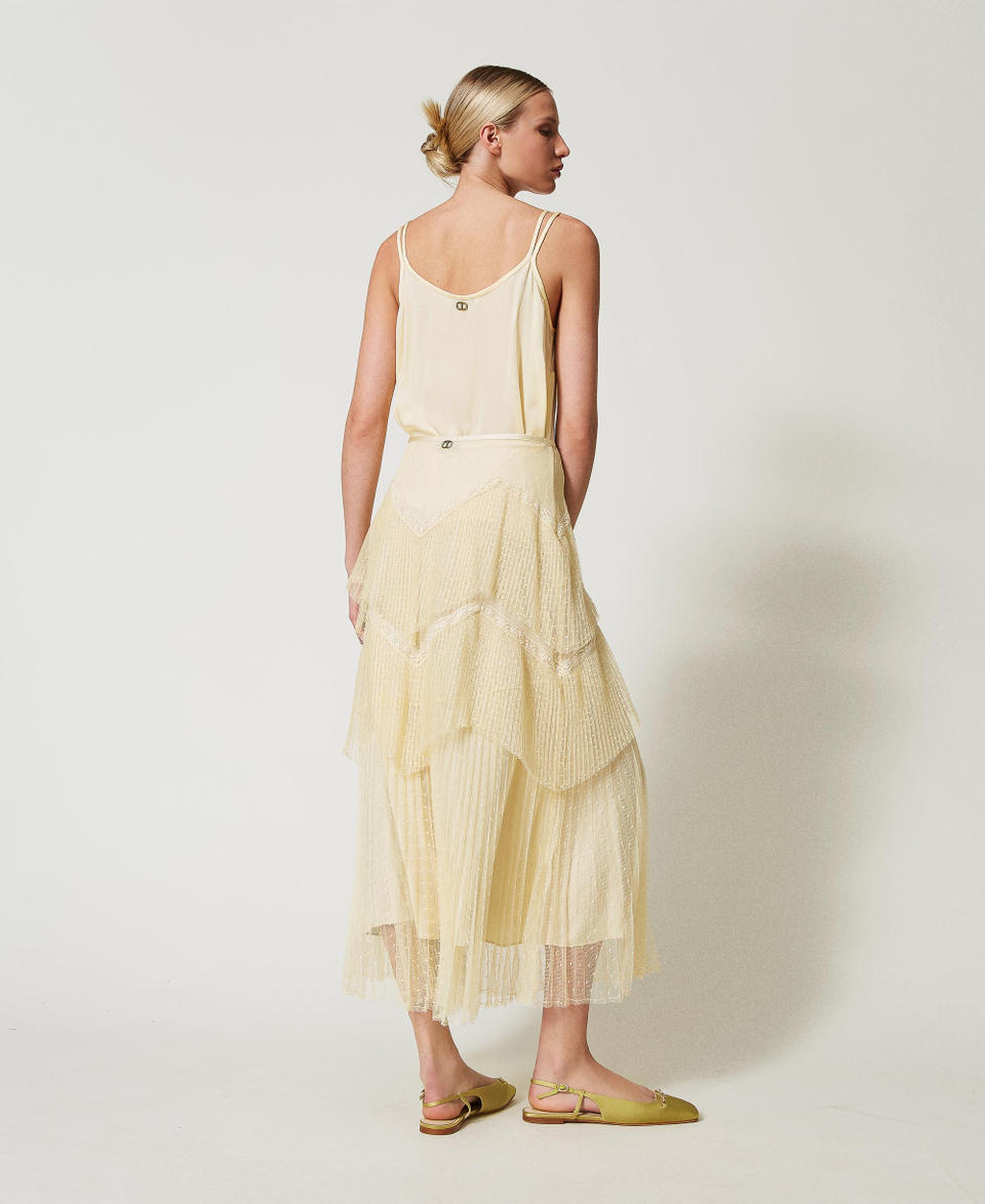 Twin Set Gonna Lunga In Tulle Con Balze Plissé