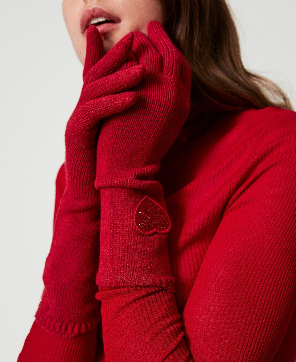 Twin Set Guanti In Maglia Con Patch A Cuore