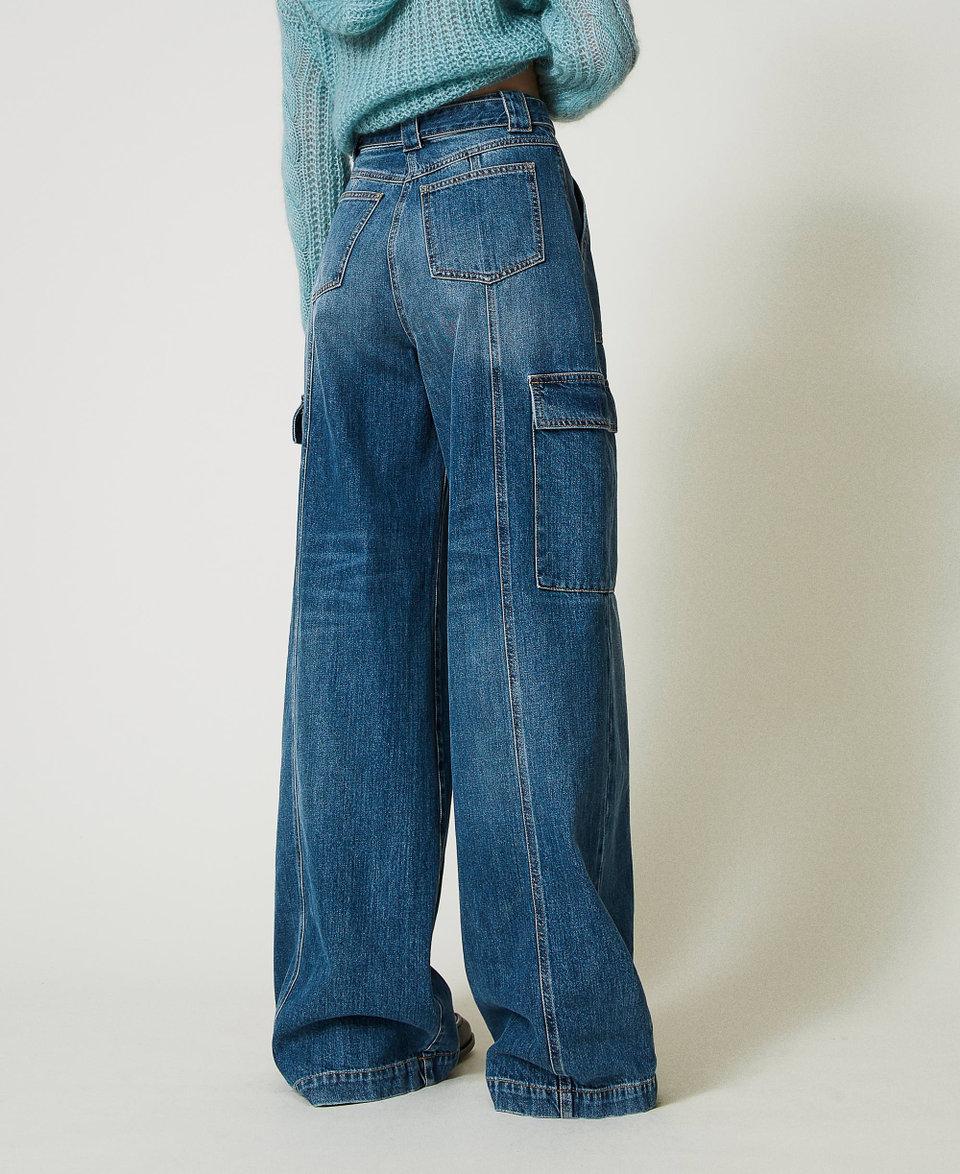 Twin Set Jeans Cargo A Vita Alta Con Cintura