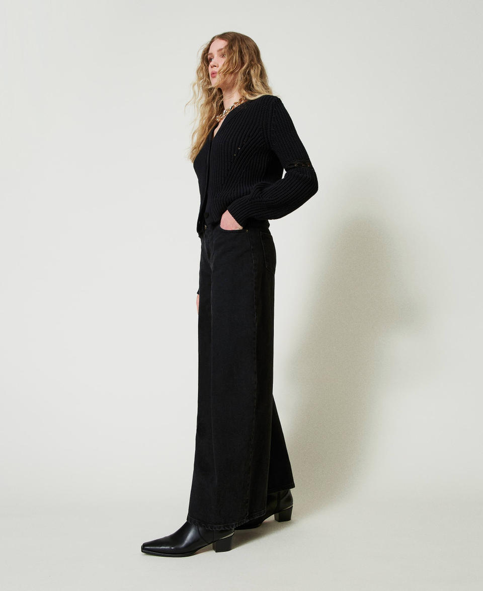 Twin Set Jeans Cropped Con Doppi Bottoni